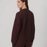 Varley Olwen Button Front Sweater in Deep Mahogany