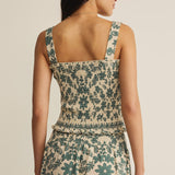 Z Supply Leya Tera Paisley Smocked Top in Everglade