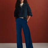 Varley Maura Half Zip Rib Knit in Sea Blue