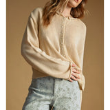 Miou Muse Button Front Easy Knitted Cardigan in Vanilla Oat