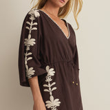 Z Supply Whispering Palms Cover Up in Chocolate Cherry