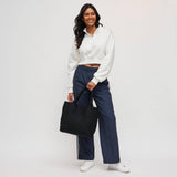Sol and Selene Sky's The Limit Medium Woven Neoprene Tote. in Black