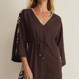 Z Supply Whispering Palms Cover Up in Chocolate Cherry