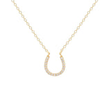 Kris Nations Horseshoe Crystal Charm Necklace 18K Gold Vermeil