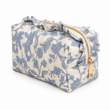 Ellison+Young French Toile Ruffle Cosmetic Case Quilted Cotton in Blue