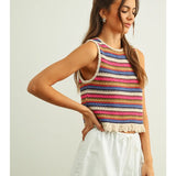 Miou Muse Multi Color Sleeveless Knit Top