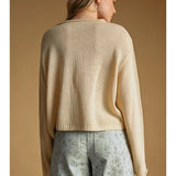 Miou Muse Button Front Easy Knitted Cardigan in Vanilla Oat