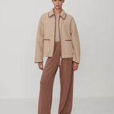 Varley Ruiko Zip Through Fleece Jacket in Light Taupe