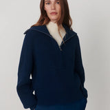 Varley Maura Half Zip Rib Knit in Sea Blue