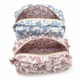 Ellison+Young French Toile Ruffle Cosmetic Case Quilted Cotton in Blue