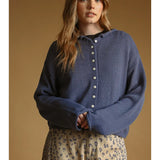 Miou Muse Button Front Easy Knitted Cardigan in Nightfall