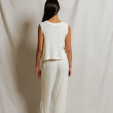 PWT Kala Summer Mesh High Neck Crop Tank in Natural