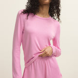 Z Supply Maison Pointelle LS Top in Pink Crush