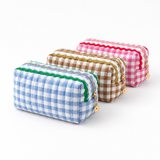 Ellison+Young Color Wave Gingham Cosmetic Case Playful Details in Blue