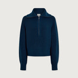 Varley Maura Half Zip Rib Knit in Sea Blue