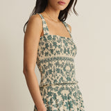 Z Supply Leya Tera Paisley Smocked Top in Everglade