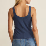 Z Supply Niko Scallop Rib Tank Top in Twilight Blue