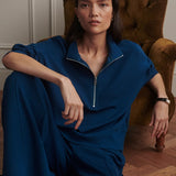 Varley Mavis Mock Neck Sweatshirt in Sea Blue