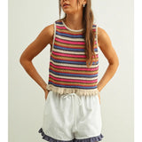 Miou Muse Multi Color Sleeveless Knit Top
