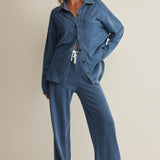 Z Supply Hunter Knit Denim Pant in Calypso Blue Indigo