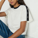 Nation Ada Button Tee in Porcelain Color Block