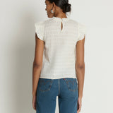 Nation Ashley Ruffle Tank in Porcelain