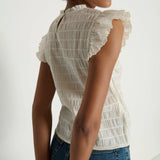 Nation Ashley Ruffle Tank in Porcelain