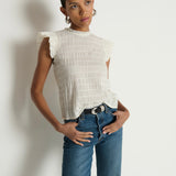 Nation Ashley Ruffle Tank in Porcelain