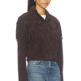 Blank NYC Real Suede Cropped Blazer in Iced Chocolate