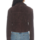 Blank NYC Real Suede Cropped Blazer in Iced Chocolate