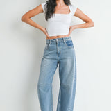 JBD Barrel Jeans with Seams in Light Wash