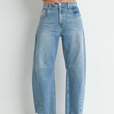 JBD Barrel Jeans with Seams in Light Wash