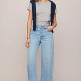 Z Supply The Show Off High Rise Bowed Denim in Indigo Bloom