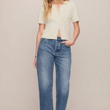 Z Supply The Off Duty Mid Rise Bowed Ankle Denim in Breakpoint