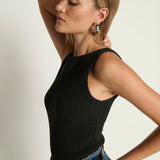 Nation Kimmy Smocked Tank in Jet Black