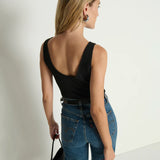 Nation Kimmy Smocked Tank in Jet Black