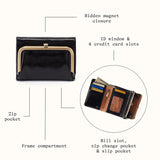 HOBO Robin Compact Wallet in Polished Leather Black