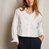 PWT Naomi Cotton Poplin Button Down Shirt with Front Pocket in White
