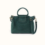 HOBO Sheila Medium Satchel in Suede Leather Pine Needle