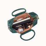 HOBO Sheila Medium Satchel in Suede Leather Pine Needle