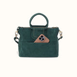 HOBO Sheila Medium Satchel in Suede Leather Pine Needle
