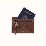 Hobo Euro Slide Card Case in Buffed Leather Mocha