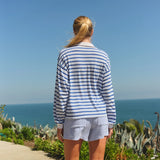 Sundry The 90s Polo Stripe Shirt in Optic White