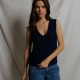 PWT Peggy Cotton Sweater Tank Top in Navy