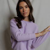 PWT Ziggy Inside Out Fleece Long Sleeve Shrunken Crewneck Sweatshirt in Ultraviolet