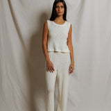 PWT Kala Summer Mesh High Neck Crop Tank in Natural