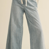 Miou Muse Washed Denim Pants with Front Tie
