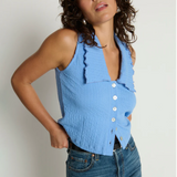 Nation Rae Collared Tank in Cornflower
