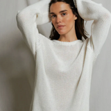 PWT Margaret Boxy Crewneck Sweater in White