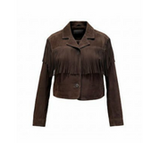 Blank NYC Real Suede Cropped Blazer in Iced Chocolate